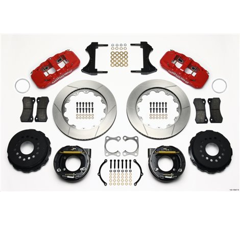 Wilwood AERO4 Rear P-Brake Kit 14.00in Red Big Ford Old Style 2.36in Offset