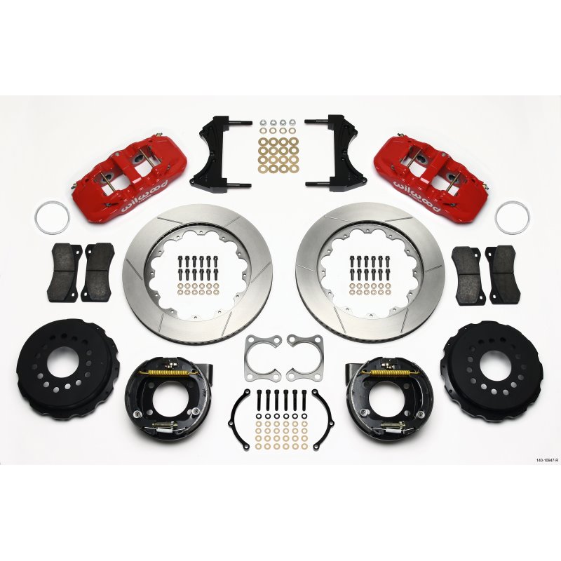 Wilwood AERO4 Rear P-Brake Kit 14.00in Red Big Ford Old Style 2.36in Offset