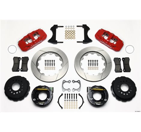 Wilwood AERO4 Rear P-Brake Kit 14.00in Red Small Ford 2.66in Offset