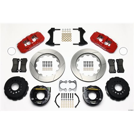 Wilwood AERO4 Rear P-Brake Kit 14.00in Red Small Ford 2.66in Offset