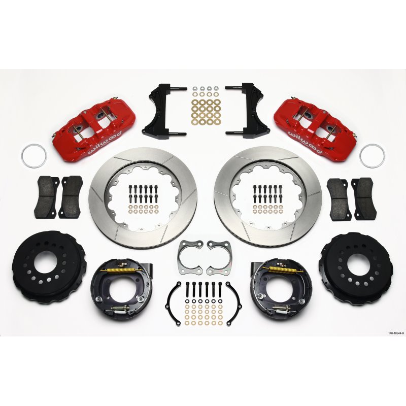 Wilwood AERO4 Rear P-Brake Kit 14.00in Red Big Ford New Style 2.36in Offset