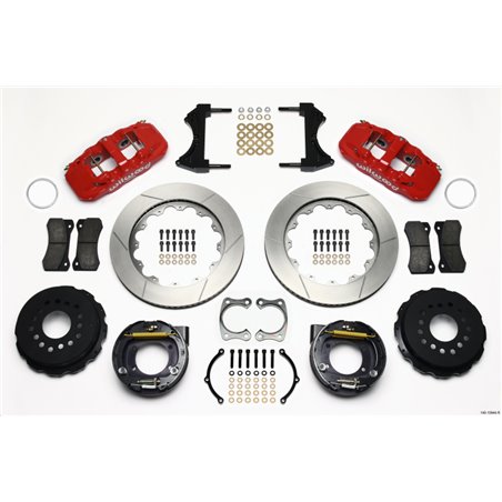 Wilwood AERO4 Rear P-Brake Kit 14.00in Red Big Ford New Style 2.36in Offset