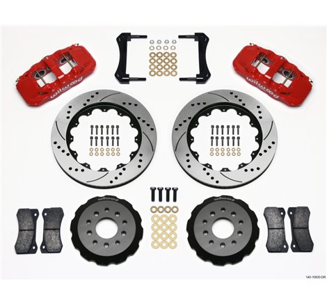 Wilwood AERO6 Front Hat Kit 14.00 Drilled Red 2005-2014 Mustang