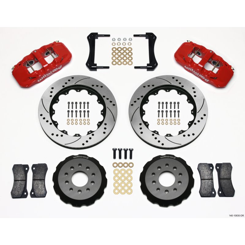 Wilwood AERO6 Front Hat Kit 14.00 Drilled Red 2005-2014 Mustang