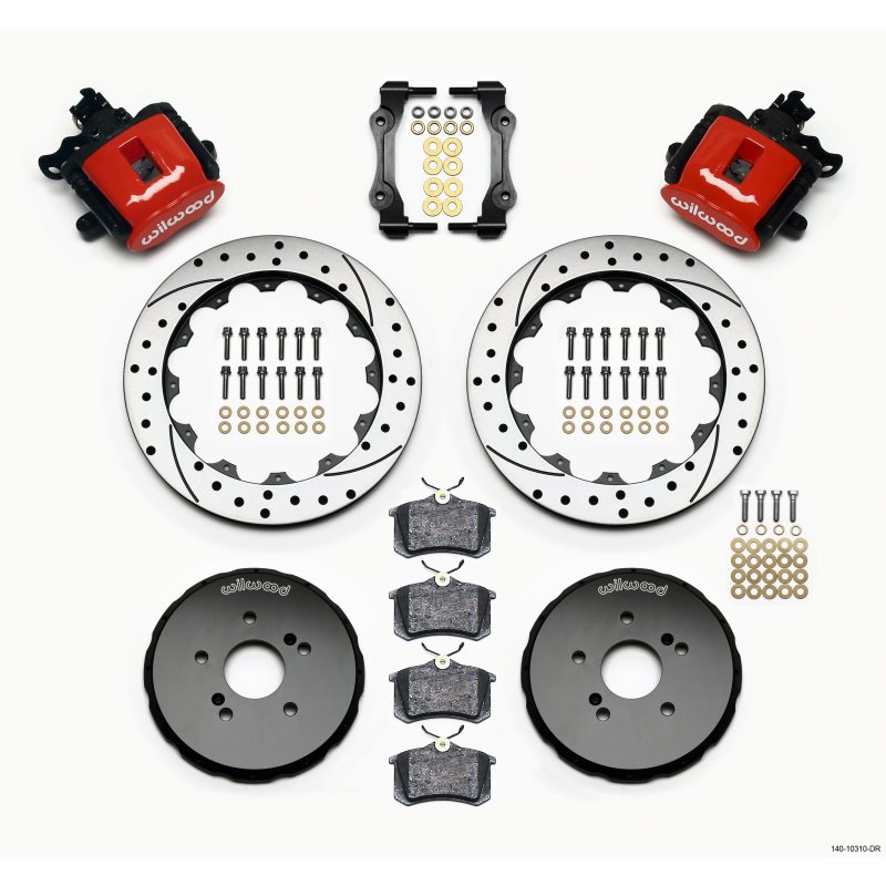 Wilwood Combination Parking Brake Rear Kit 12.88in Drilled Red Honda S2000