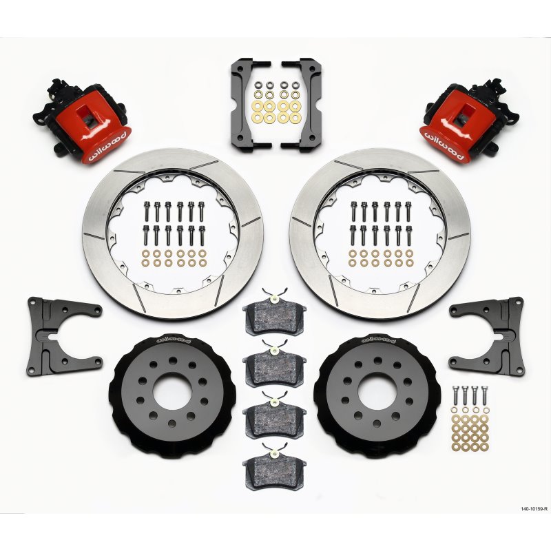 Wilwood Combination Parking Brake Rear Kit 12.88in Red 2005-2014 Mustang