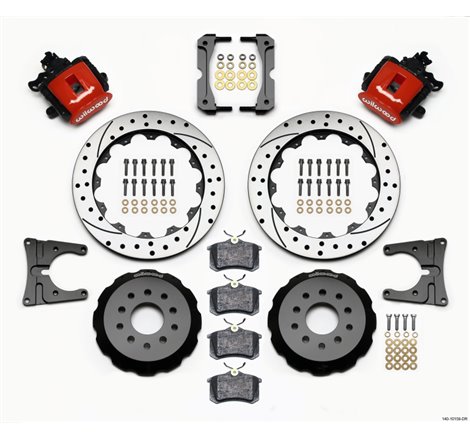 Wilwood Combination Parking Brake Rear Kit 12.88in Drilled Red 2005-2014 Mustang