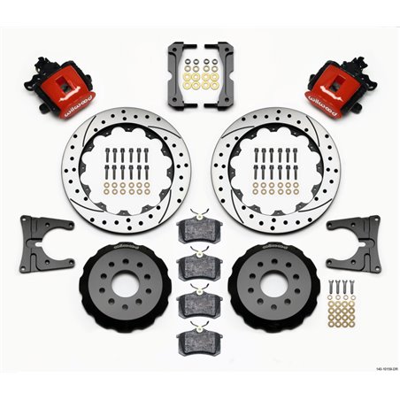 Wilwood Combination Parking Brake Rear Kit 12.88in Drilled Red 2005-2014 Mustang