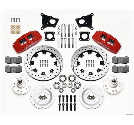 Wilwood Dynapro 6 Front Hub Kit 12.19in Drilled Red AMC 71-76 OE Disc w/o Bendix Brakes