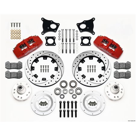 Wilwood Dynapro 6 Front Hub Kit 12.19in Drilled Red AMC 71-76 OE Disc w/o Bendix Brakes