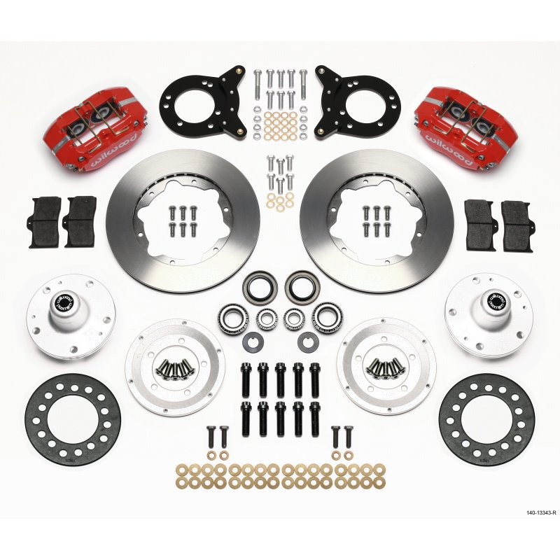 Wilwood Dynapro Dust-Boot Front Kit 11.00in Red 1965-1969 Mustang Disc & Drum Spindle