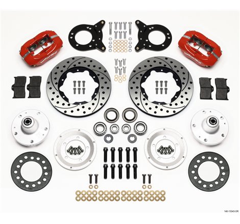 Wilwood Dynapro Dust-Boot Front Kit 11.00in Dril Red 1965-1969 Mustang Disc & Drum Spindle