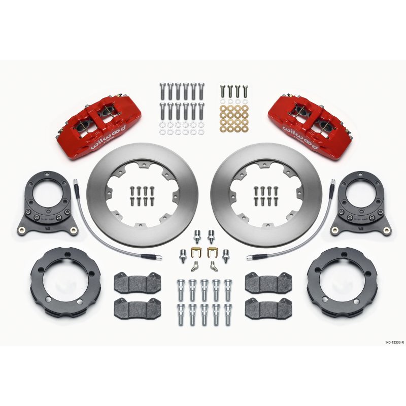 Wilwood Dynapro 6 Front Hat Kit 11.75in Rotor Red 66-75 Ford Bronco Dana 30/44 w/Lines