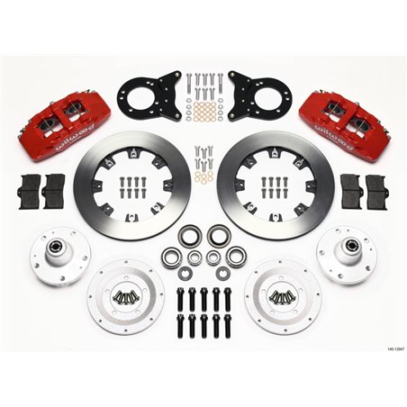 Wilwood Dynapro 6 Front Hub Kit 12.19in Red 1965-1969 Mustang Disc & Drum Spindle