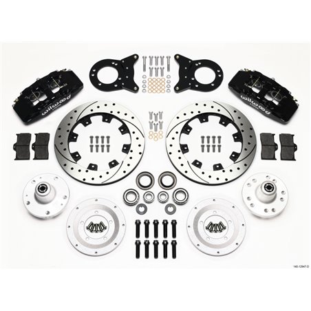 Wilwood Dynapro 6 Front Hub Kit 12.19in Drilled 1965-1969 Mustang Disc & Drum Spindle