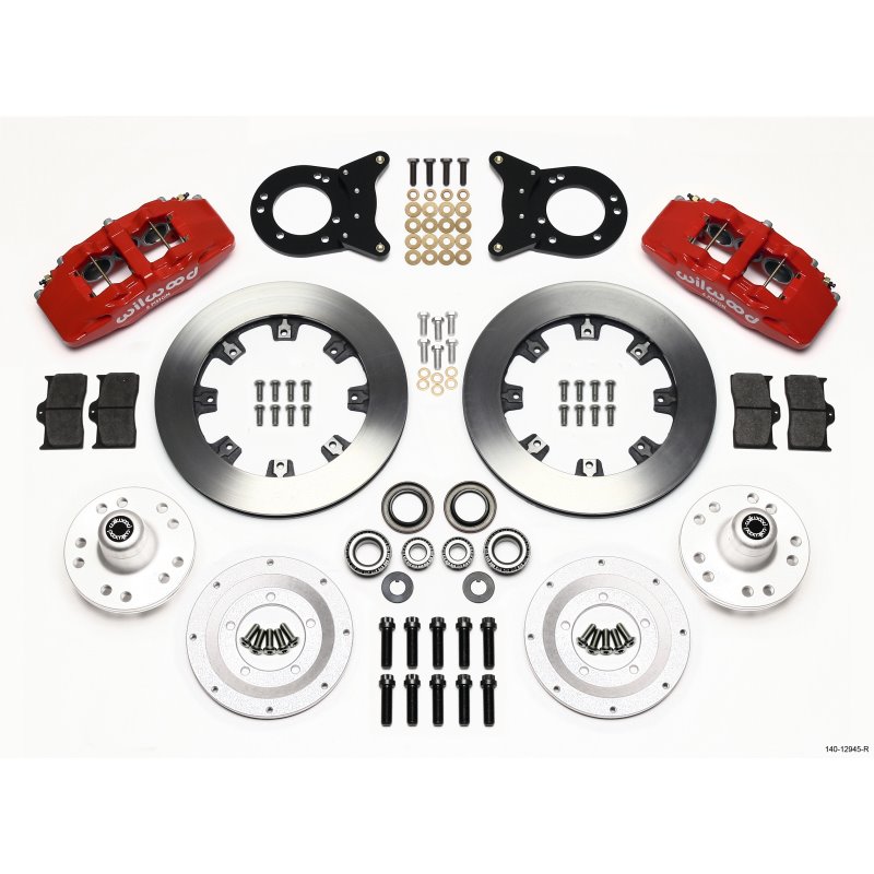 Wilwood Dynapro 6 Front Hub Kit 12.19in Red 1970-1973 Mustang Disc & Drum Spindle