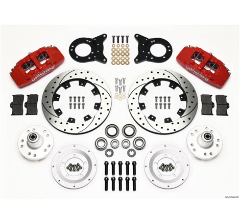 Wilwood Dynapro 6 Front Hub Kit 12.19in Drill Red 1970-1973 Mustang Disc & Drum Spindle