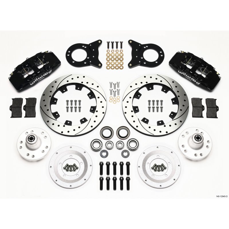 Wilwood Dynapro 6 Front Hub Kit 12.19in Drilled 1970-1973 Mustang Disc & Drum Spindle