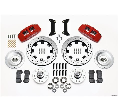 Wilwood Dynapro 6 Front Hub Kit 12.19in Drilled Red 79-87 GM G Body