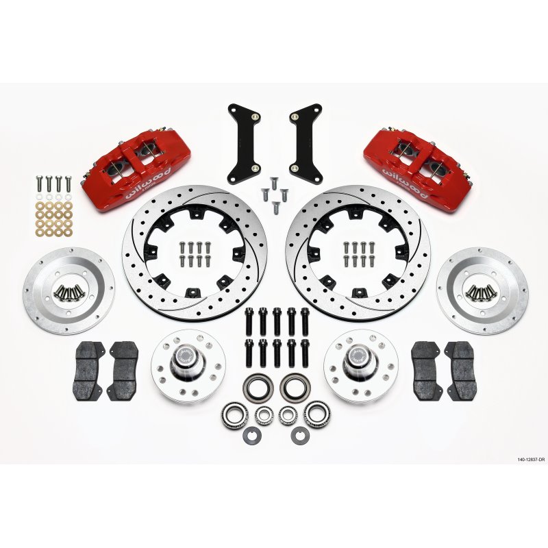 Wilwood Dynapro 6 Front Hub Kit 12.19in Drilled Red 79-87 GM G Body