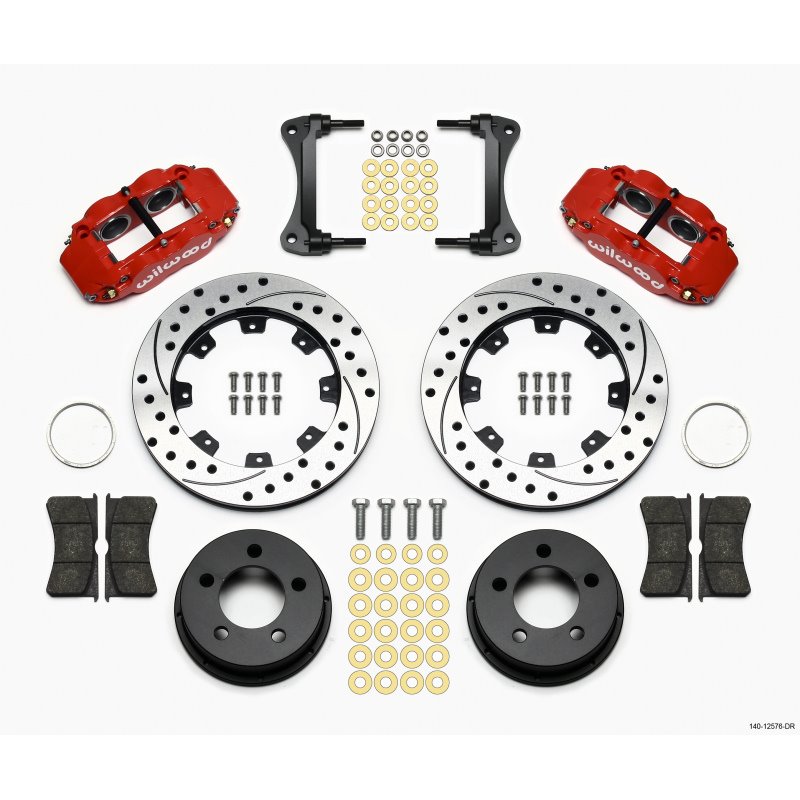 Wilwood Narrow Superlite 4R Front Kit 12.19in Drilled Red 87-89 Jeep YJ