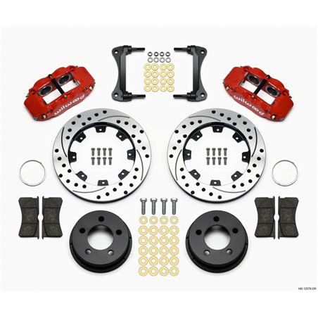 Wilwood Narrow Superlite 4R Front Kit 12.19in Drilled Red 87-89 Jeep YJ