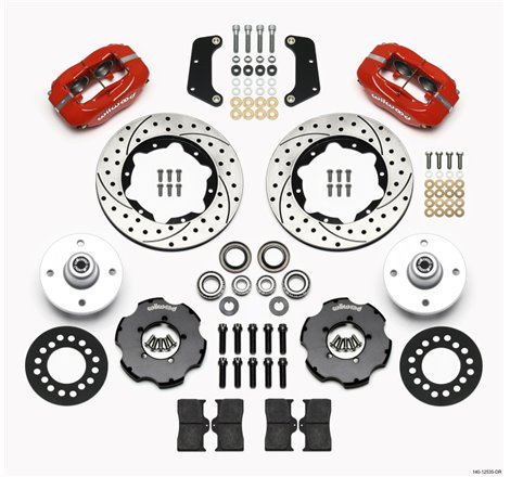 Wilwood Forged Dynalite Front Kit 10.75in Drilled Red 64-65 Mustang 6 Cylinder 4-lug