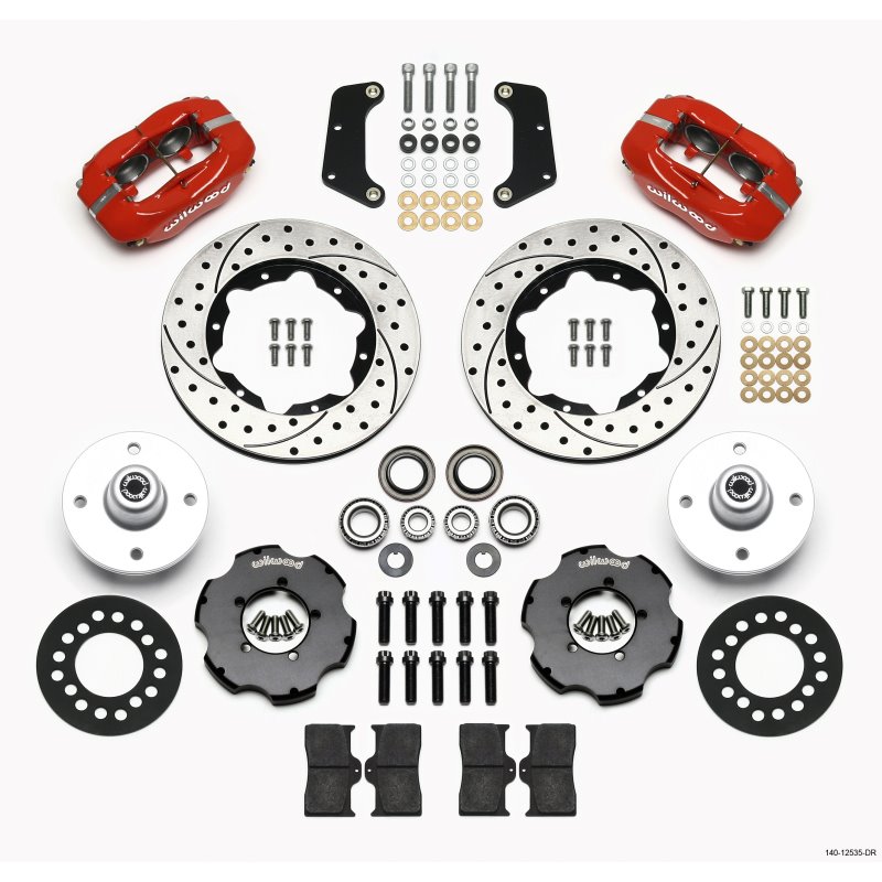 Wilwood Forged Dynalite Front Kit 10.75in Drilled Red 64-65 Mustang 6 Cylinder 4-lug