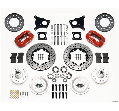 Wilwood Forged Dynalite Front Kit 11.00in Drill-Red AMC 71-76 OE Disc w/o Bendix Brakes