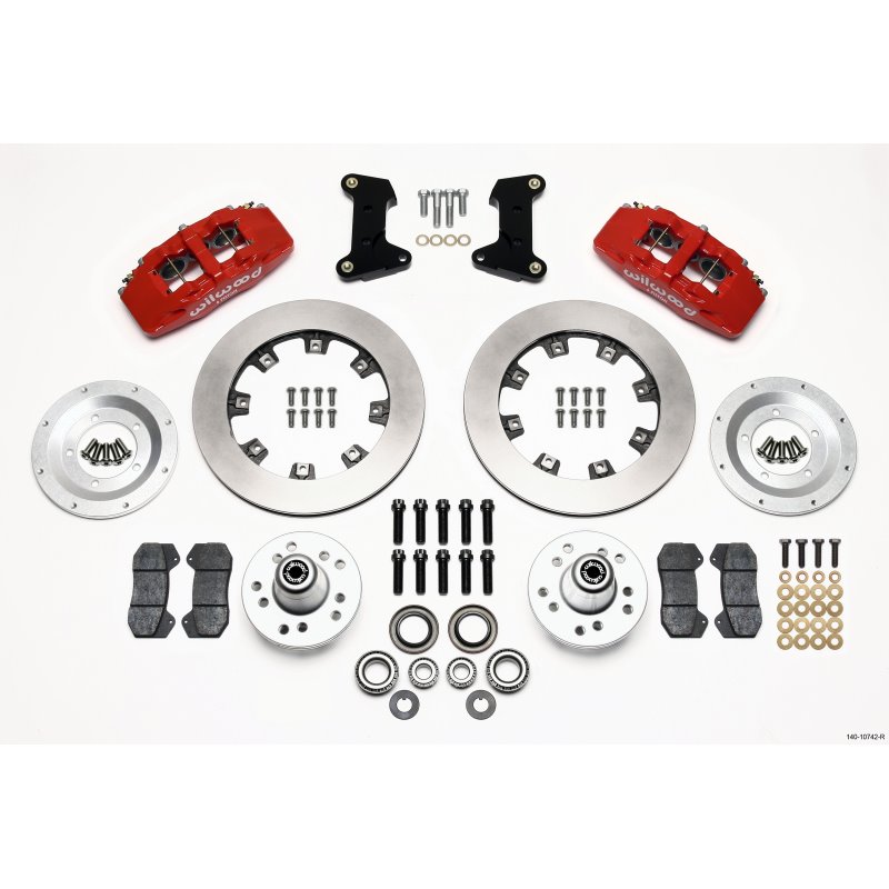 Wilwood Dynapro 6 Front Hub Kit 12.19in Red 74-80 Pinto/Mustang II Disc Spindle only