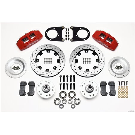 Wilwood Dynapro 6 Front Hub Kit 12.19in Drilled Red 37-48 Ford Psgr. Car Spindle