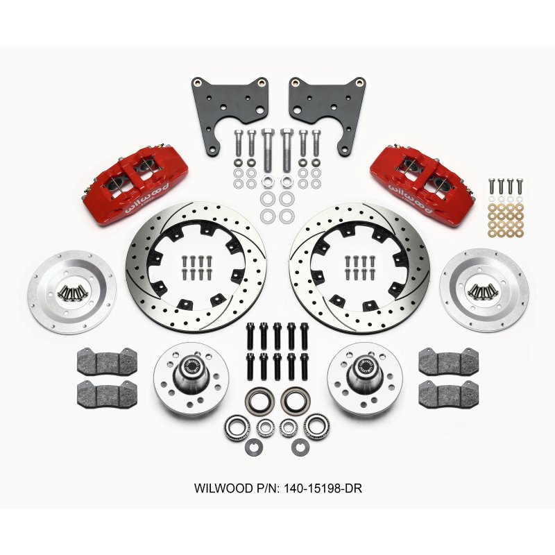 Wilwood Dynapro 6 Front Hub Kit 12.19in Drill Red 65-72 CDP C Body -Drum