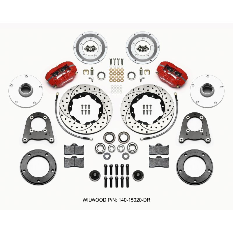 Wilwood Forged Dynalite-M Front Kit 10.75in Drilled Red 1950-1955 MG-TD/TF