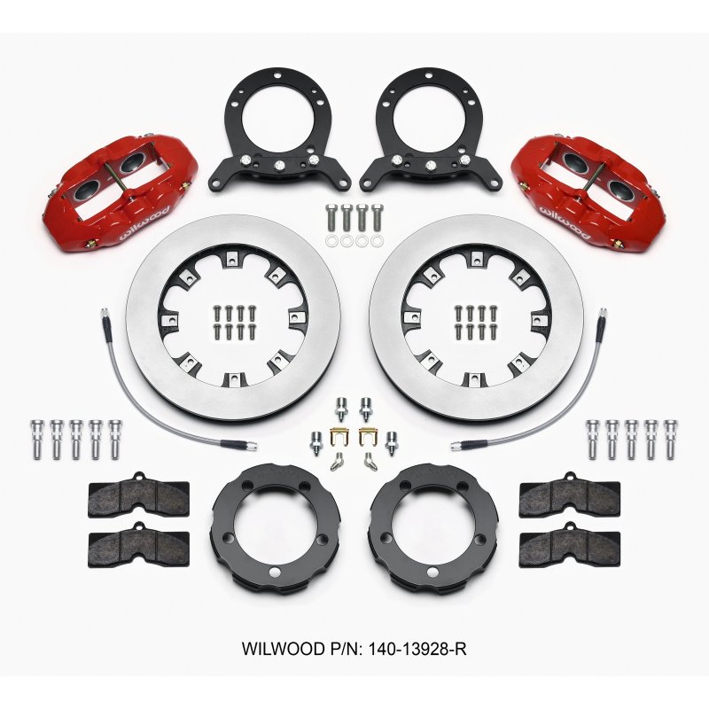 Wilwood D8 Front Hat Kit 12.19in Rotor Red 76-77 Ford Bronco Dana 44 w/Lines