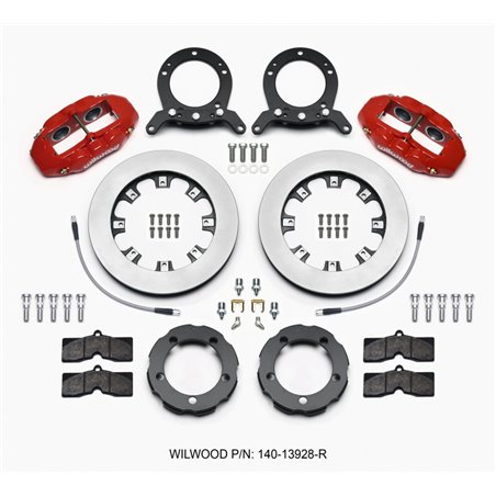 Wilwood D8 Front Hat Kit 12.19in Rotor Red 76-77 Ford Bronco Dana 44 w/Lines