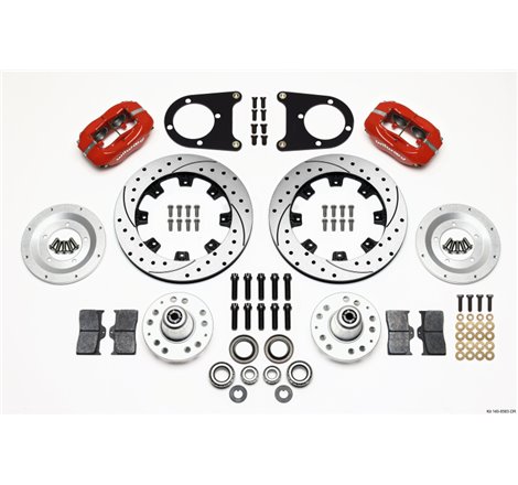 Wilwood Forged Dynalite Front Kit 12.19in Drilled Red 37-48 Ford Psgr. Car Spindle