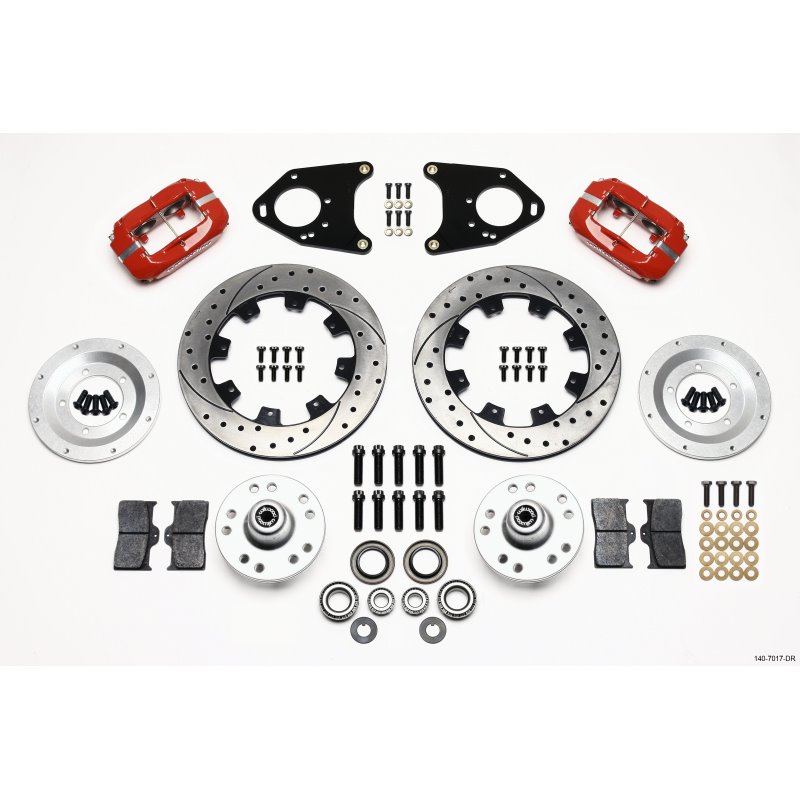 Wilwood Forged Dynalite Front Kit 12.19in Drilled Red 71-80 Pinto/Mustang II Disc & Drum