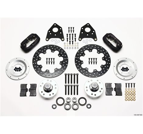 Wilwood Forged Dynalite Front Drag Kit Drilled Rotor 1965-1969 Mustang Disc & Drum Spindle