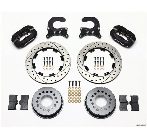 Wilwood Forged Dynalite P/S Rear Kit Drilled Rotor Chev 12 Bolt w C-Clips