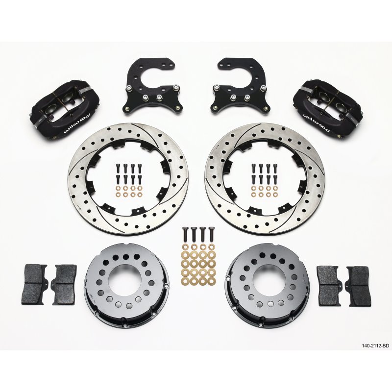 Wilwood Forged Dynalite P/S Rear Kit Drilled Rotor Chev 12 Bolt w C-Clips