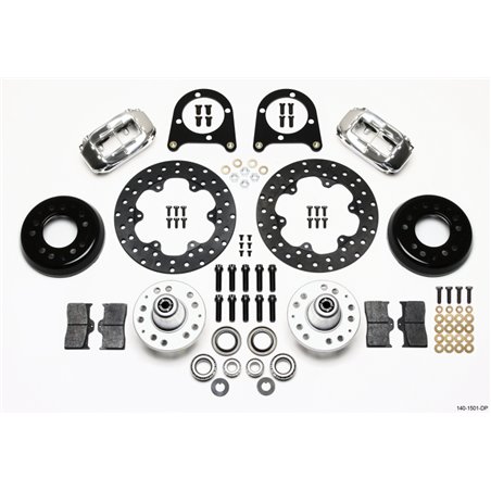 Wilwood Forged Dynalite Front Drag Kit Drilled Polished 37-48 Ford Psgr. Car Spindle