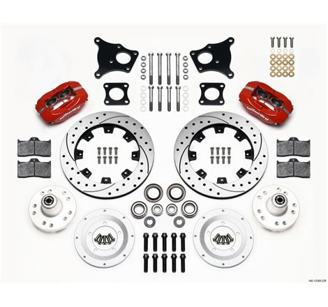 Wilwood Forged Dynalite Front Kit 12.19in Drilled Red AMC 71-76 OE Disc w/o Bendix Brakes