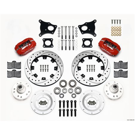 Wilwood Forged Dynalite Front Kit 12.19in Drilled Red AMC 71-76 OE Disc w/o Bendix Brakes