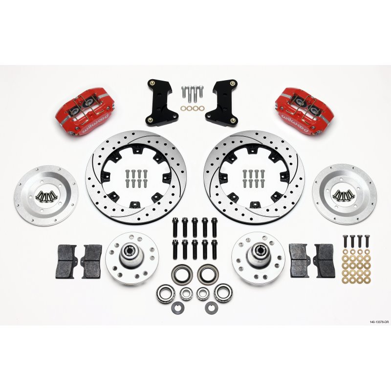 Wilwood Dynapro Dust-Boot Front Kit 12.19in Drilled Red 74-80 Pinto/Mustang II Disc Spindle only