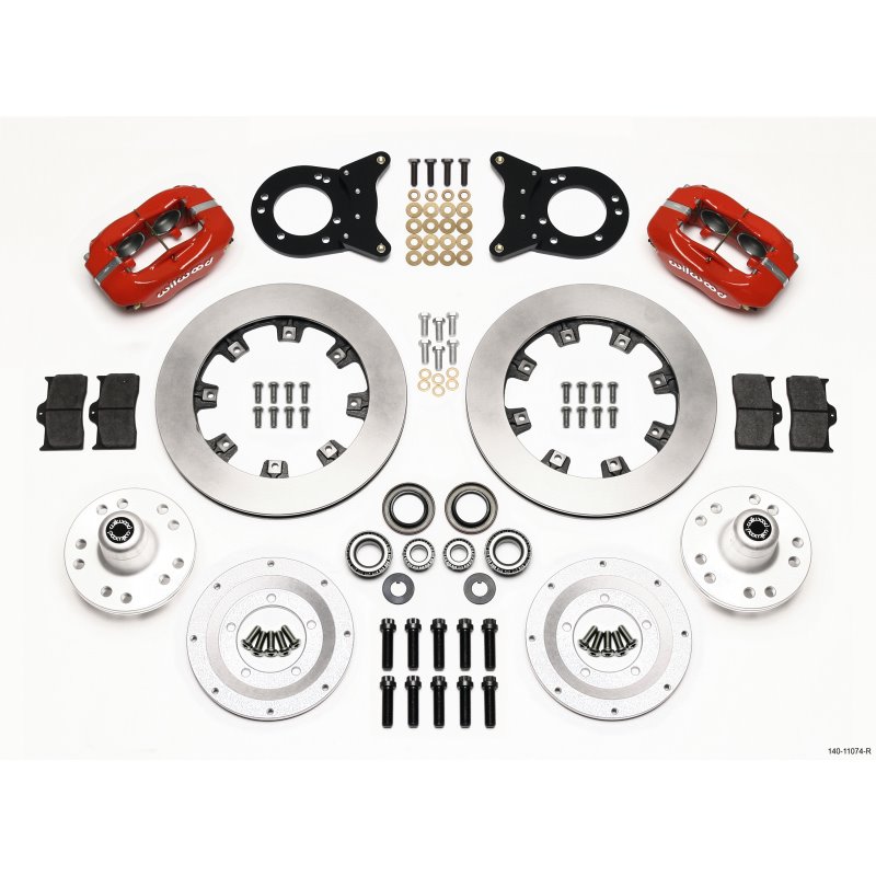 Wilwood Forged Dynalite Front Kit 12.19in Red 1970-1973 Mustang Disc & Drum Spindle