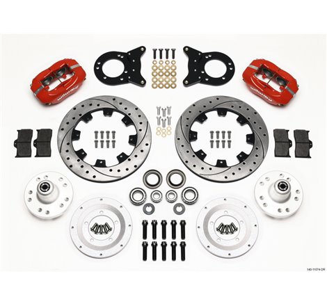 Wilwood Forged Dynalite Front Kit 12.19in Drill Red 1970-1973 Mustang Disc & Drum Spindle