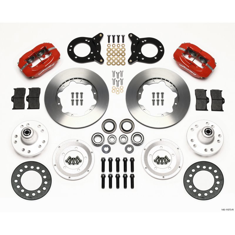 Wilwood Forged Dynalite Front Kit 11.00in Red 1970-1973 Mustang Disc & Drum Spindle