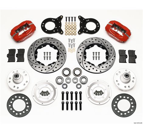 Wilwood Forged Dynalite Front Kit 11.00in Drill Red 1970-1973 Mustang Disc & Drum Spindle