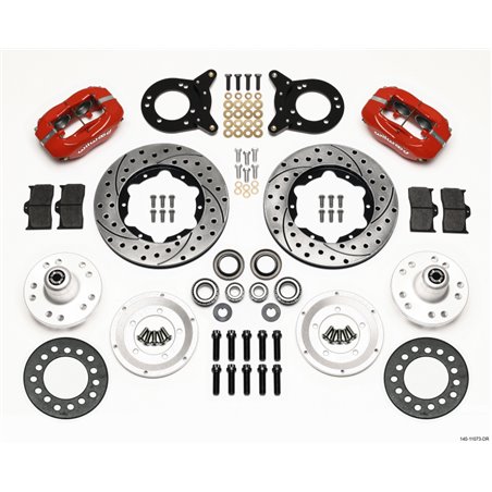 Wilwood Forged Dynalite Front Kit 11.00in Drill Red 1970-1973 Mustang Disc & Drum Spindle