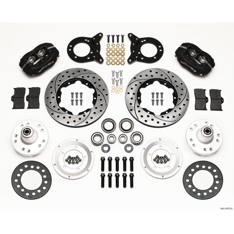 Wilwood Forged Dynalite Front Kit 11.00in Drilled 1970-1973 Mustang Disc & Drum Spindle